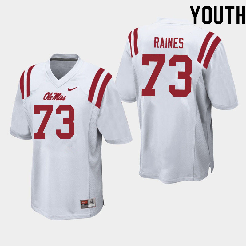 Youth #73 John Raines Ole Miss Rebels College Football Jerseys Sale-White - Click Image to Close